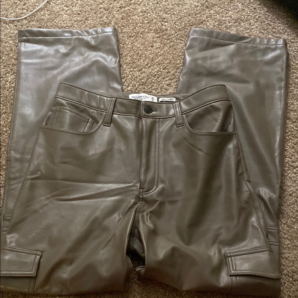 Brown Faux Leather Pants